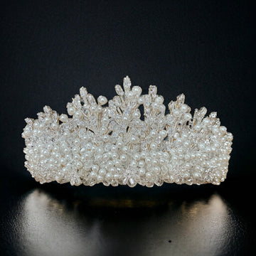 Turmusaya Bridal pearls wedding crown quality pearls crown