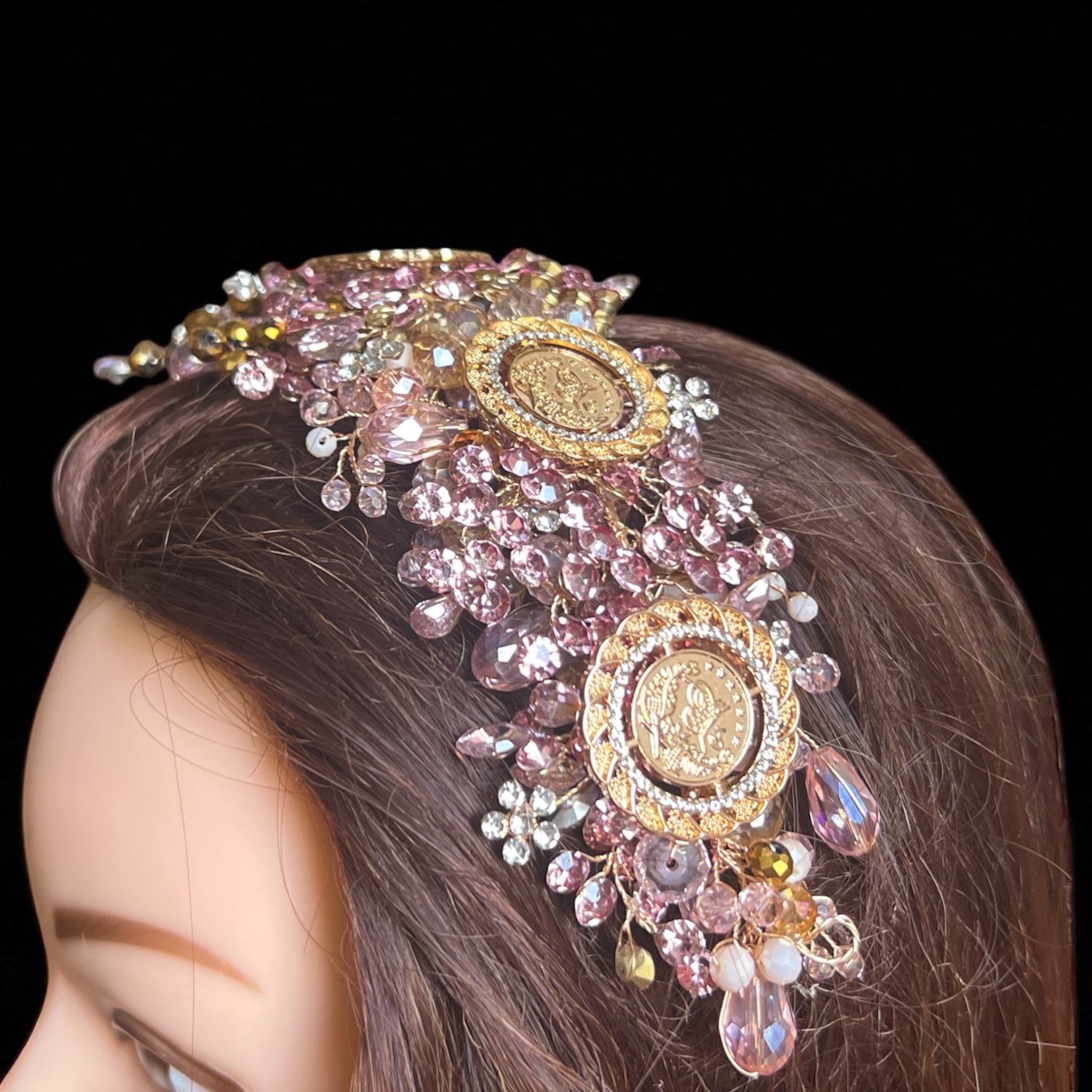Ammuriya II pink/purple five coins headpiece
