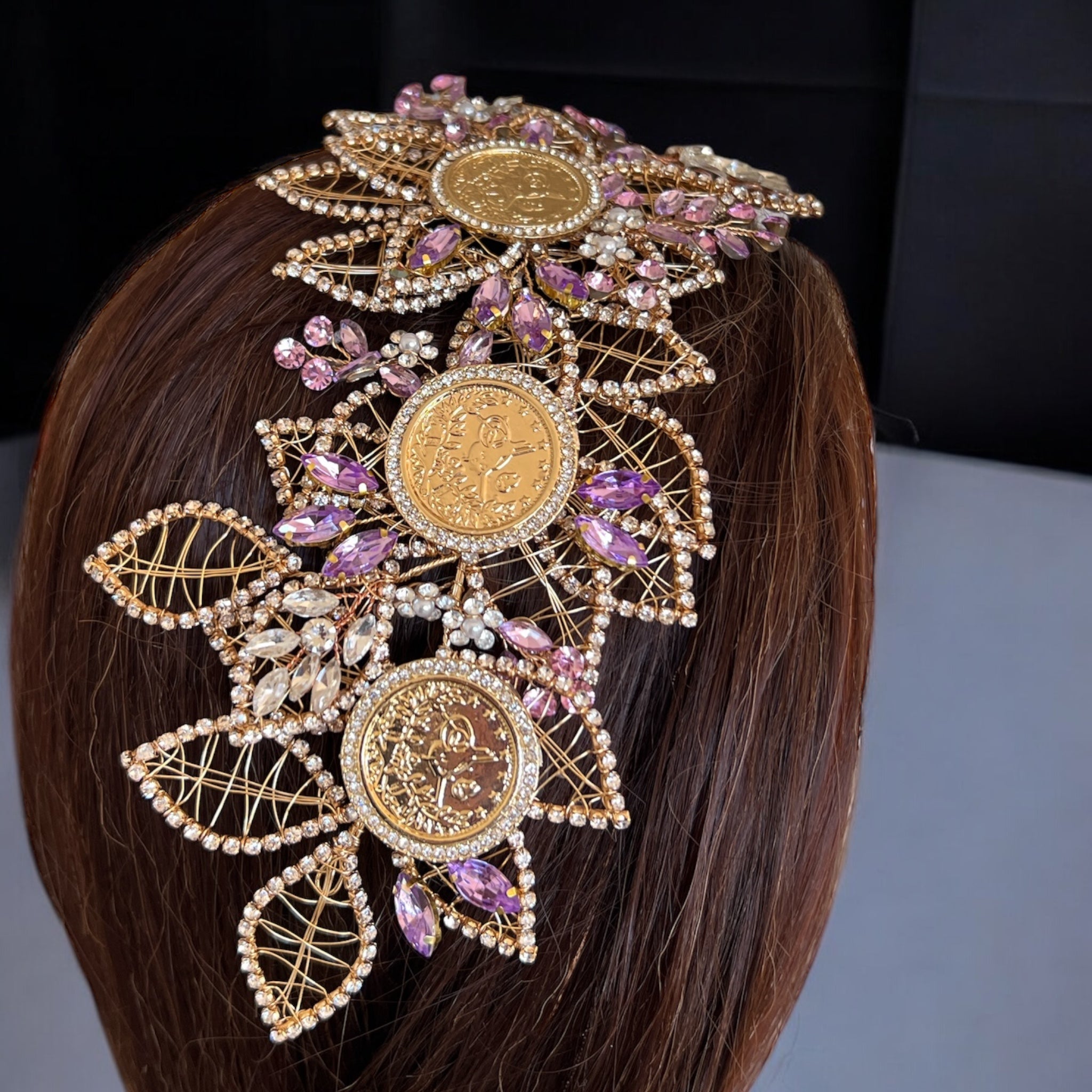 Ramallah II Gold and purple headpiece