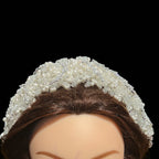 Al-Dawayima Zircon Stone And Pearl Headpiece - Silver