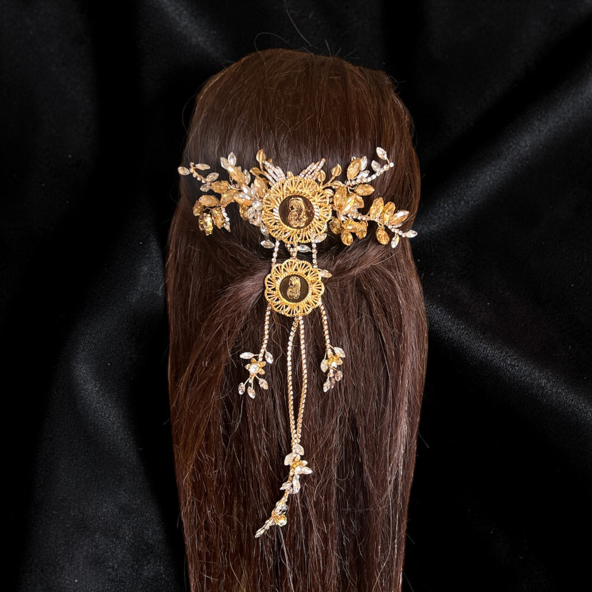 Bayt Dejn Gold andcrystal comb headpiece