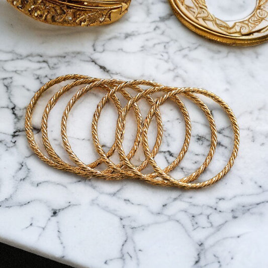 Bayt Naqquba 6pcs Bangles Pleated Gold