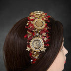 Marda Gold and Red five coins headband