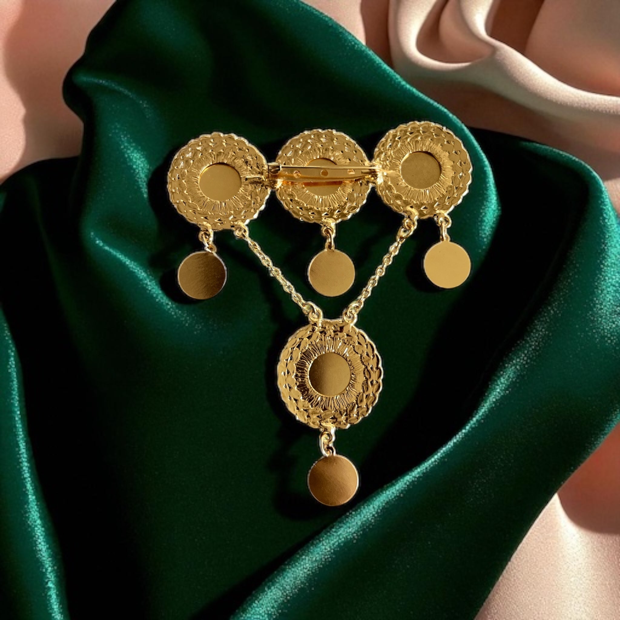 Sanjal four coins brooch