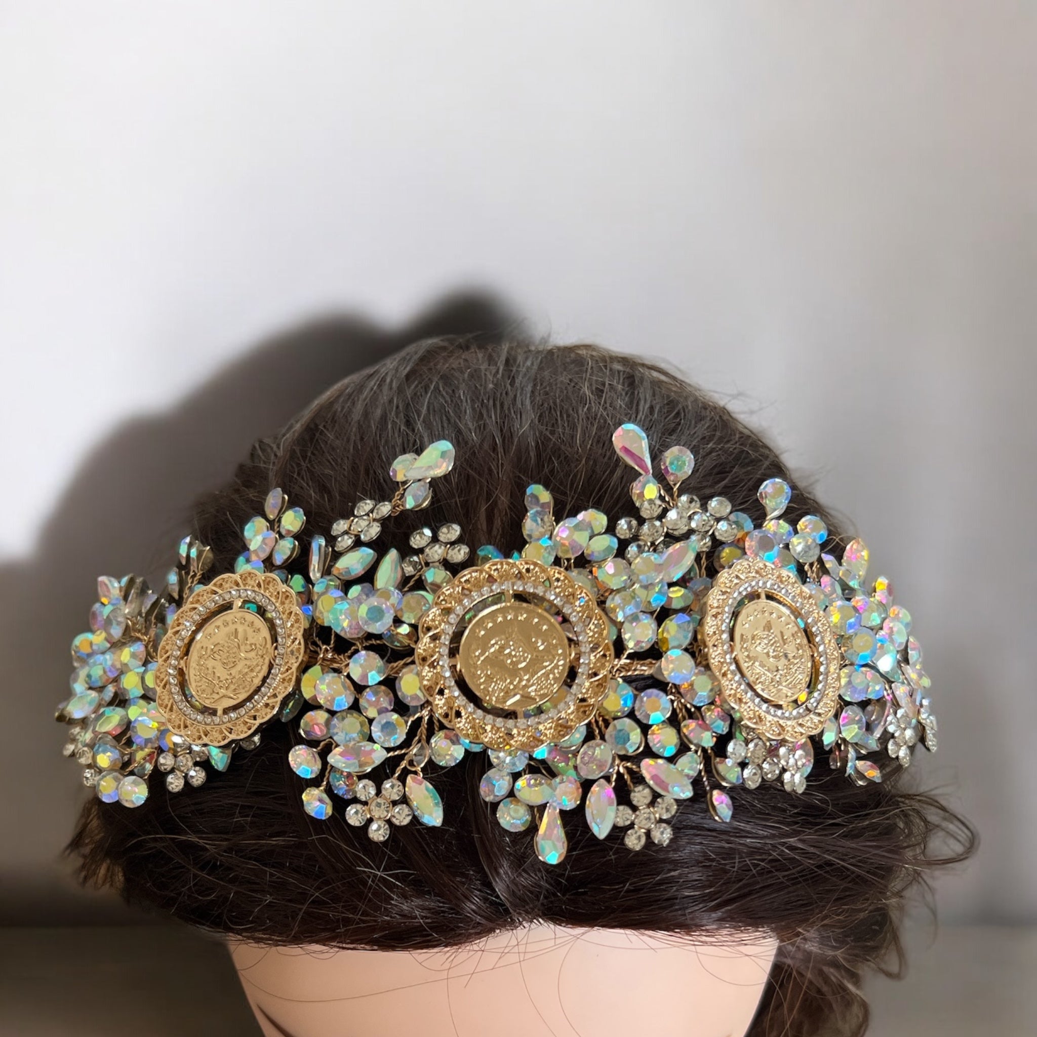 Dayr al-Ghusoun three coins multi color headpiece