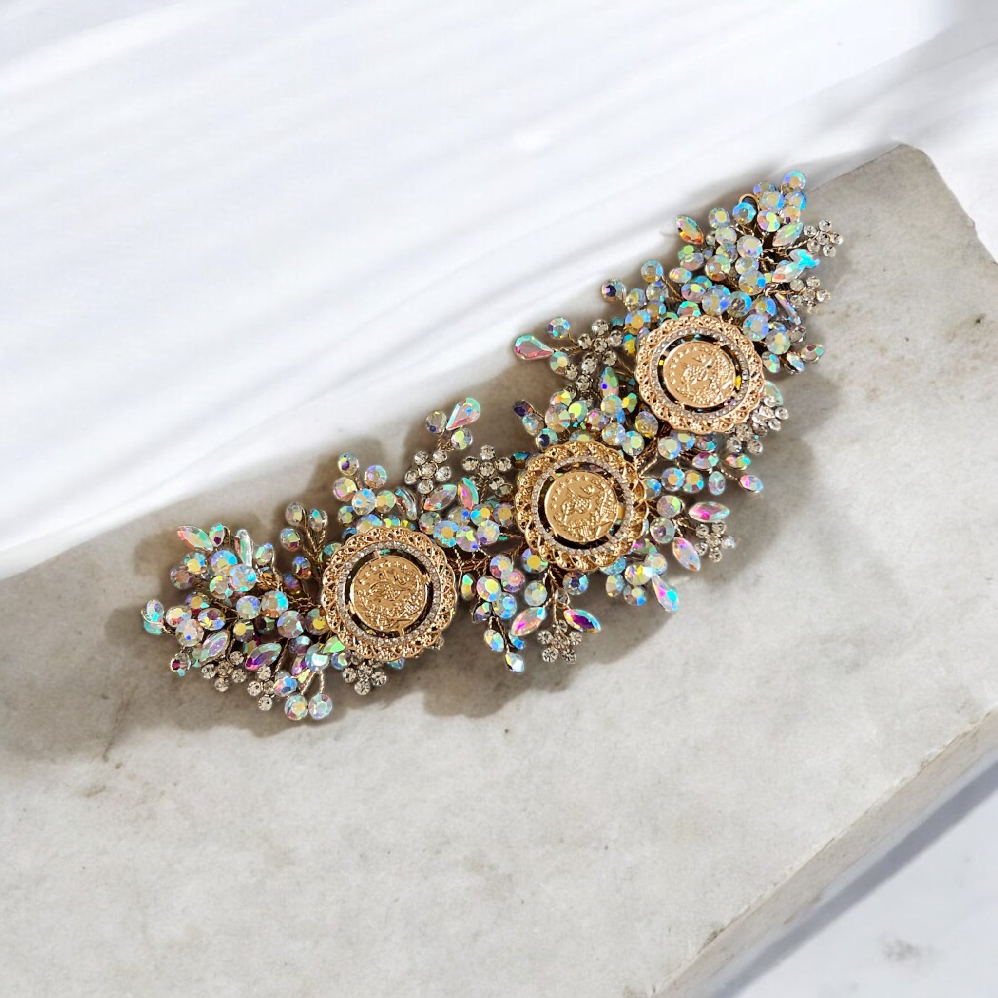 Dayr al-Ghusoun three coins multi color headpiece