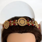 Dayr Tarif II Gold and Burgundy headband