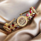 Dayr Tarif II Gold and Burgundy headband