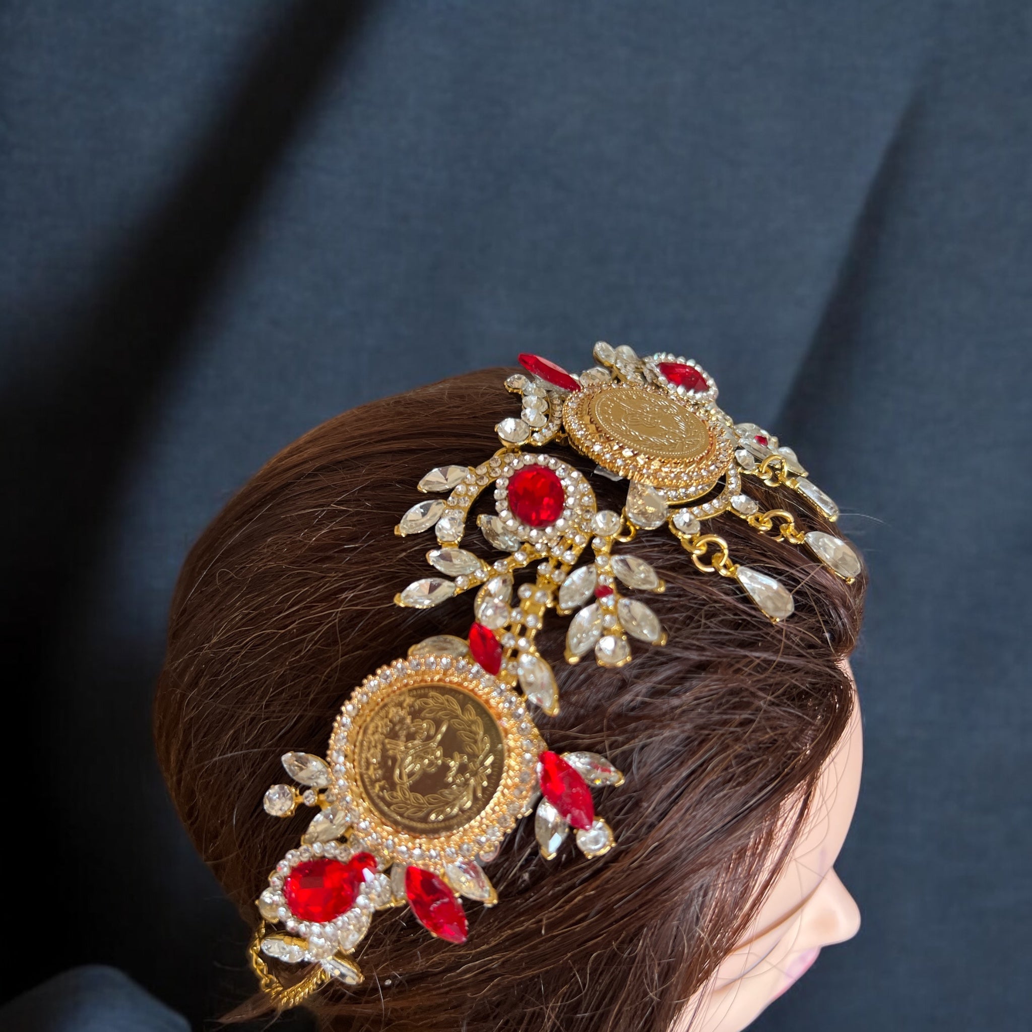 Bayt Hanina II Red and Gold Three coins headpiece