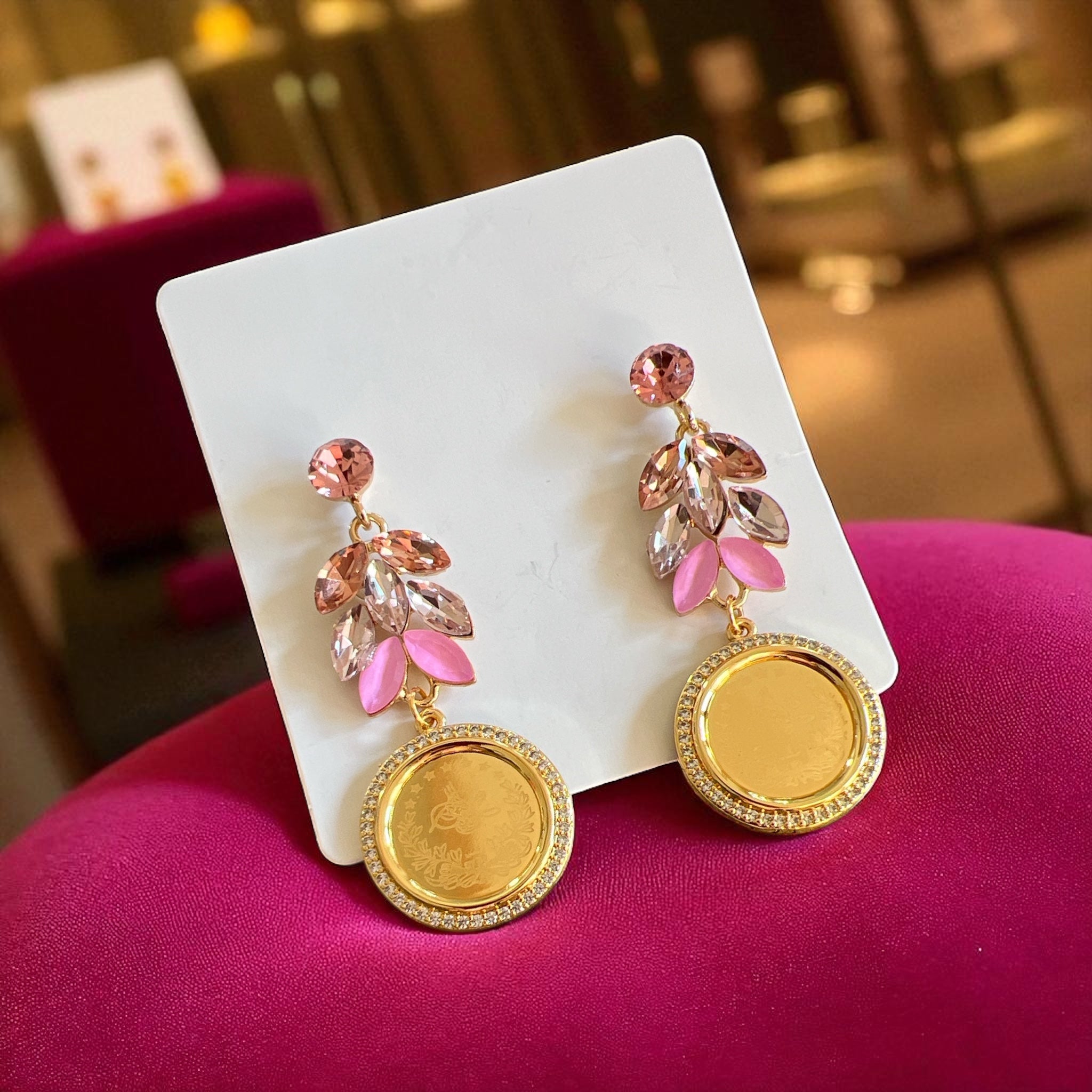 Kawkaba shades of Pink coin earrings