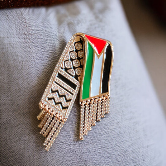 Kufya And Palestinian Flag Brooch