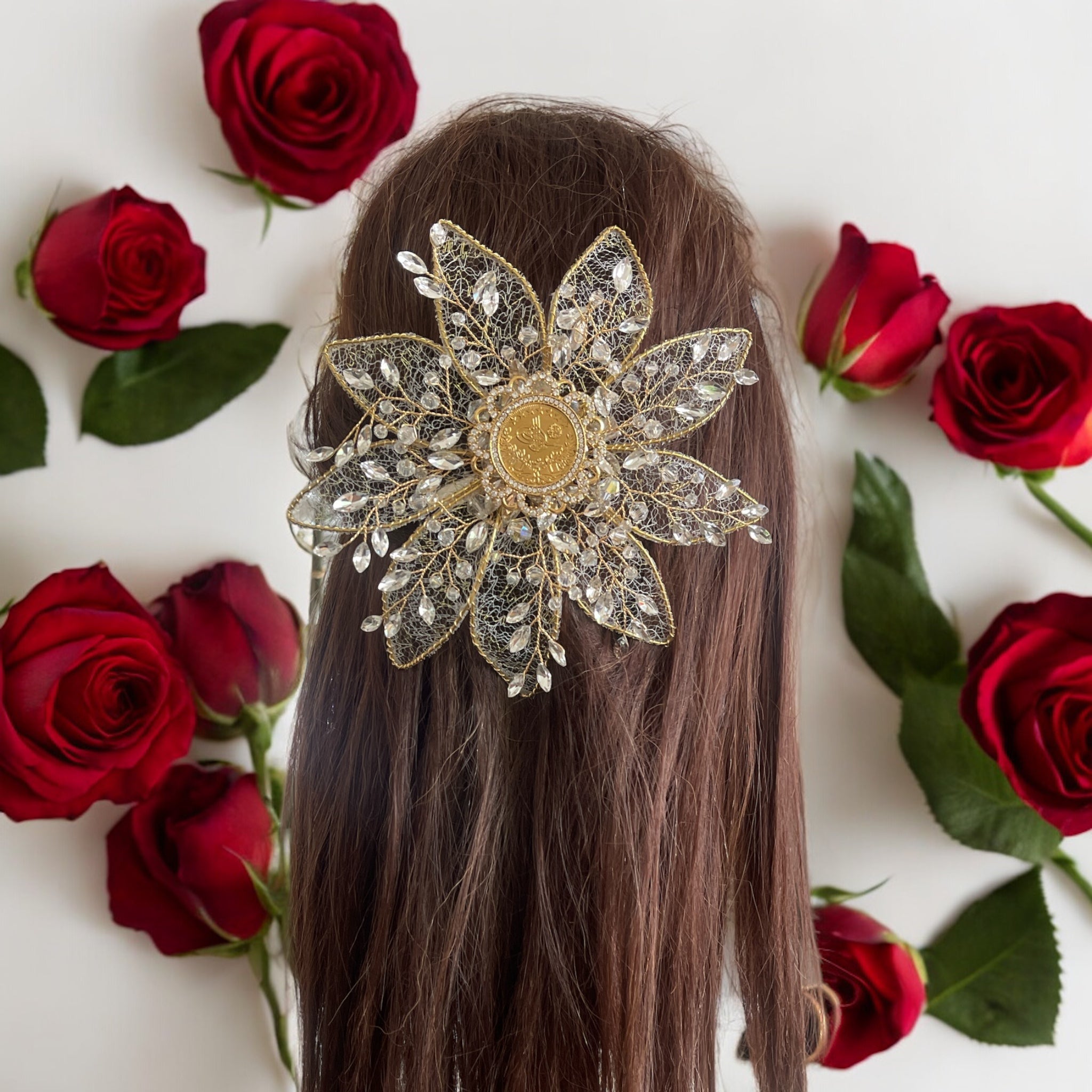 Bayt Daras flower - coin hair clip