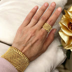 Awarta Pleated Gold Bracelet and Ring set