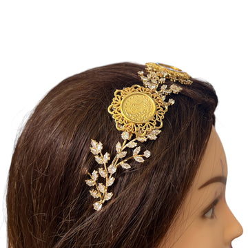 Marah Ma'ala three coins gold and crystal headband