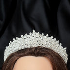 Yafa Zircon Stone Big Size Bridal Crown - Silver