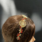 Hamama three coins red and gold headband