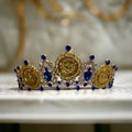 Qalqilya BlueGold tone henna crown top quality craftsmanship crown