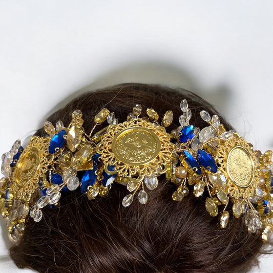 Ras Suneisil luxury Gold and blue headpiece