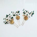 Ein Ghazal Three Green and Gold hairpin