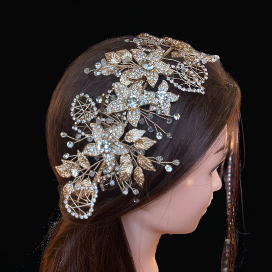 Qabatiya Gold flower sparkling Headpiece Excellence Gold Flower. 