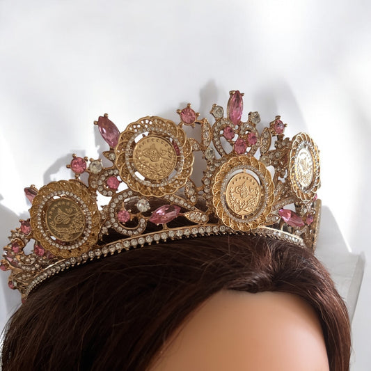 Nabi Ilyas soft pink five coins crown