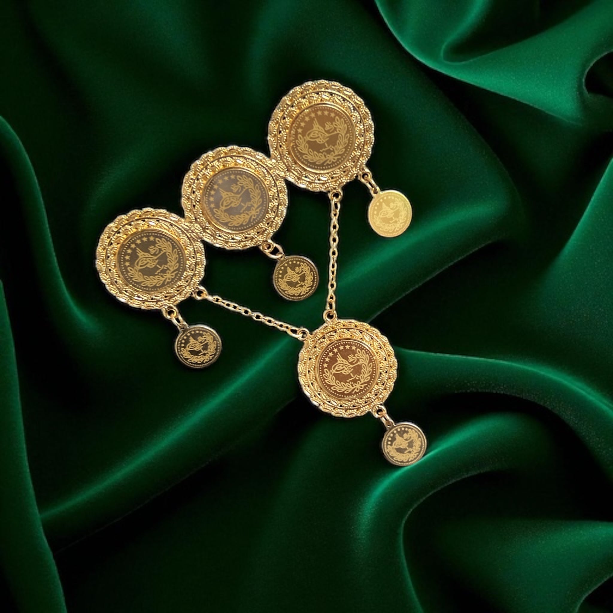 Sanjal four coins brooch