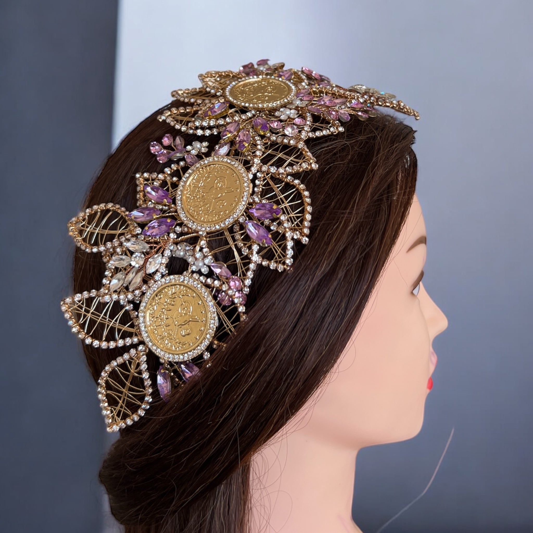 Ramallah II Gold and purple headpiece