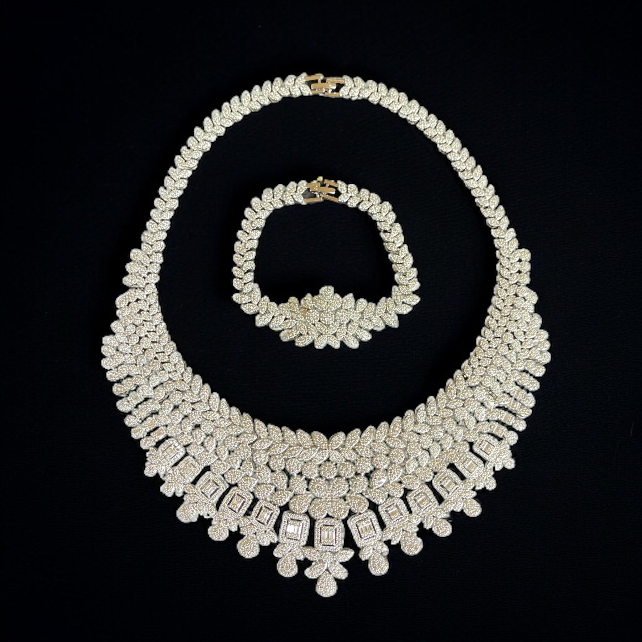 Ramallah luxury Bridal accessories set crystal and silver