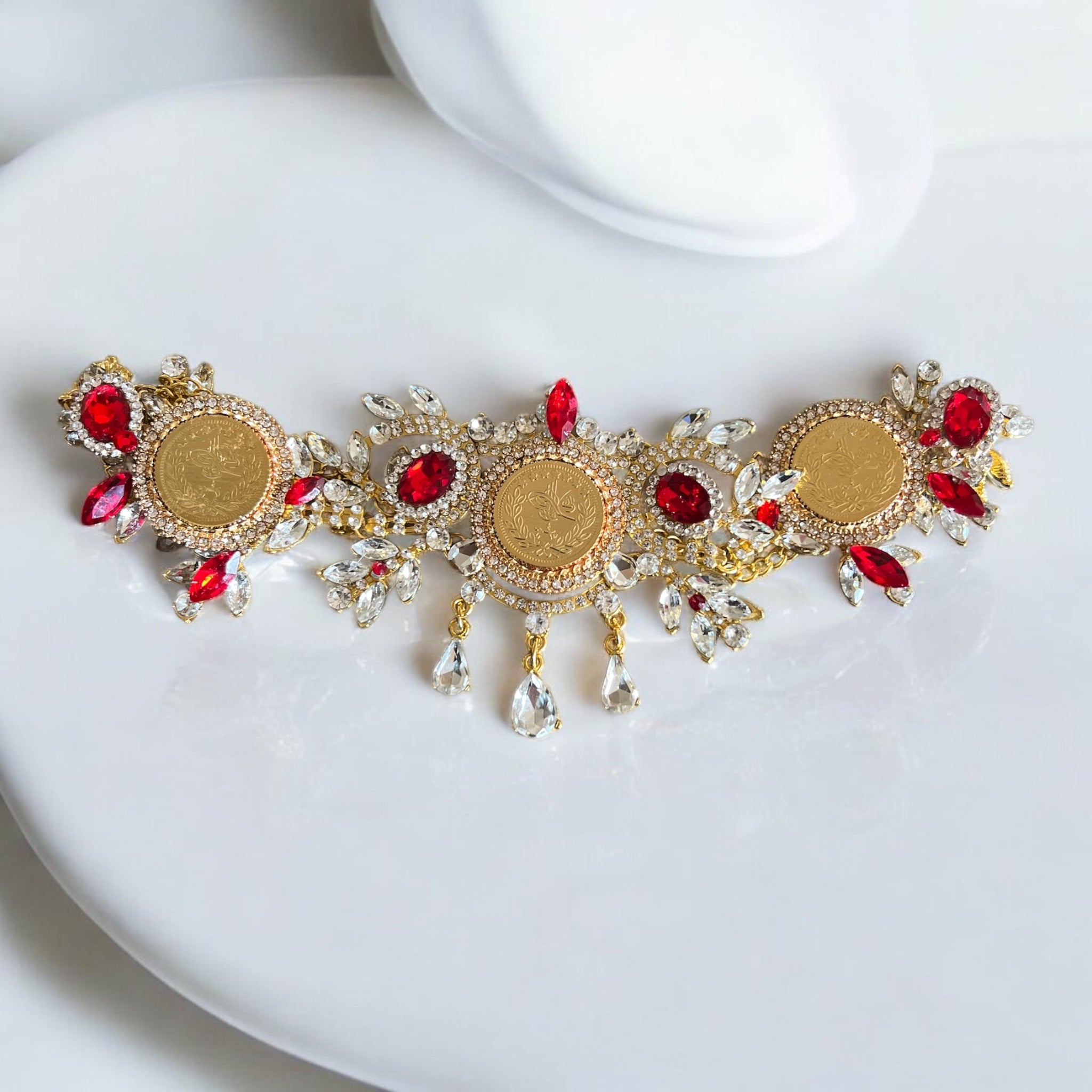 Bayt Hanina II Red and Gold Three coins headpiece