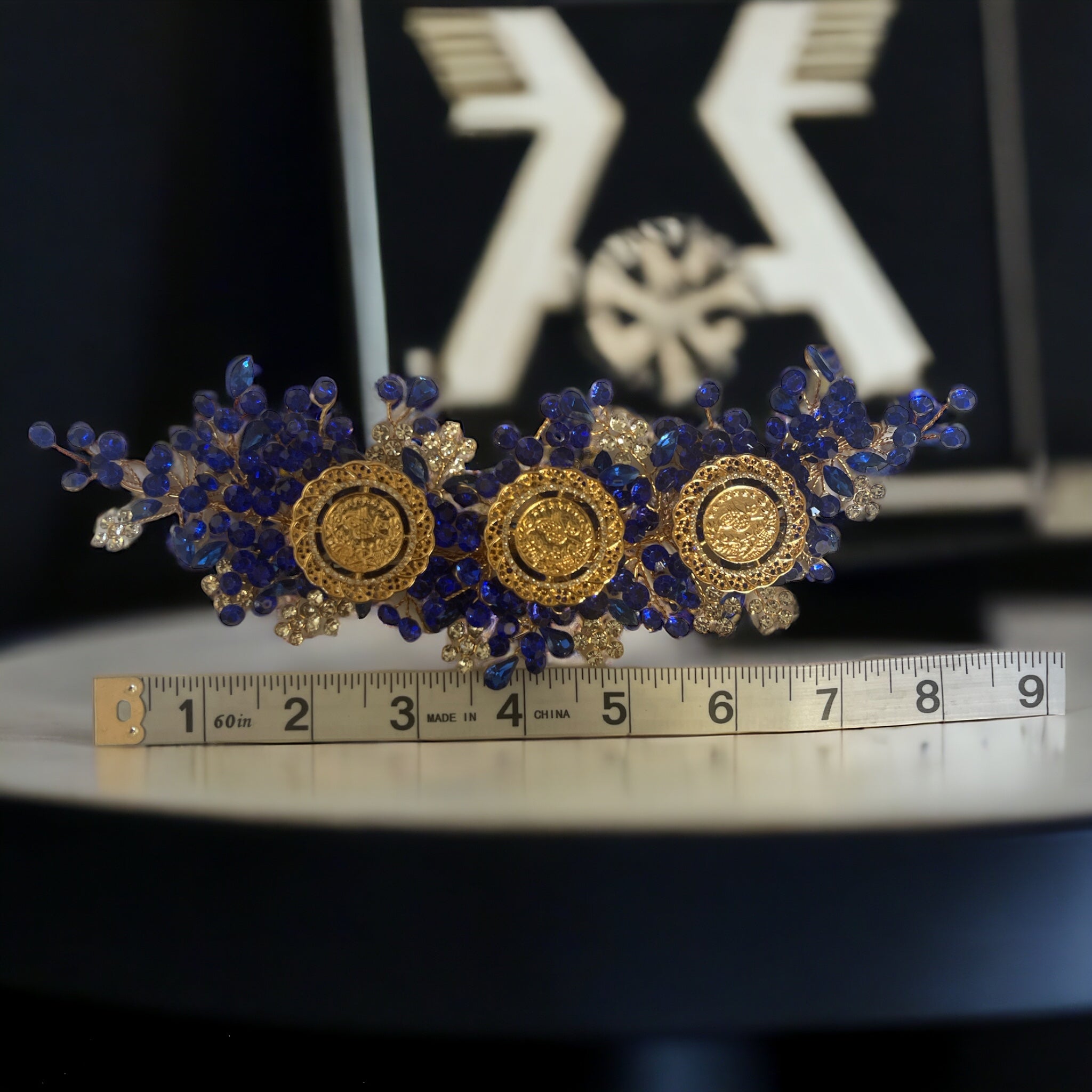 Sa'ir Blue coins head piece Quality Blue Head piece top materials
