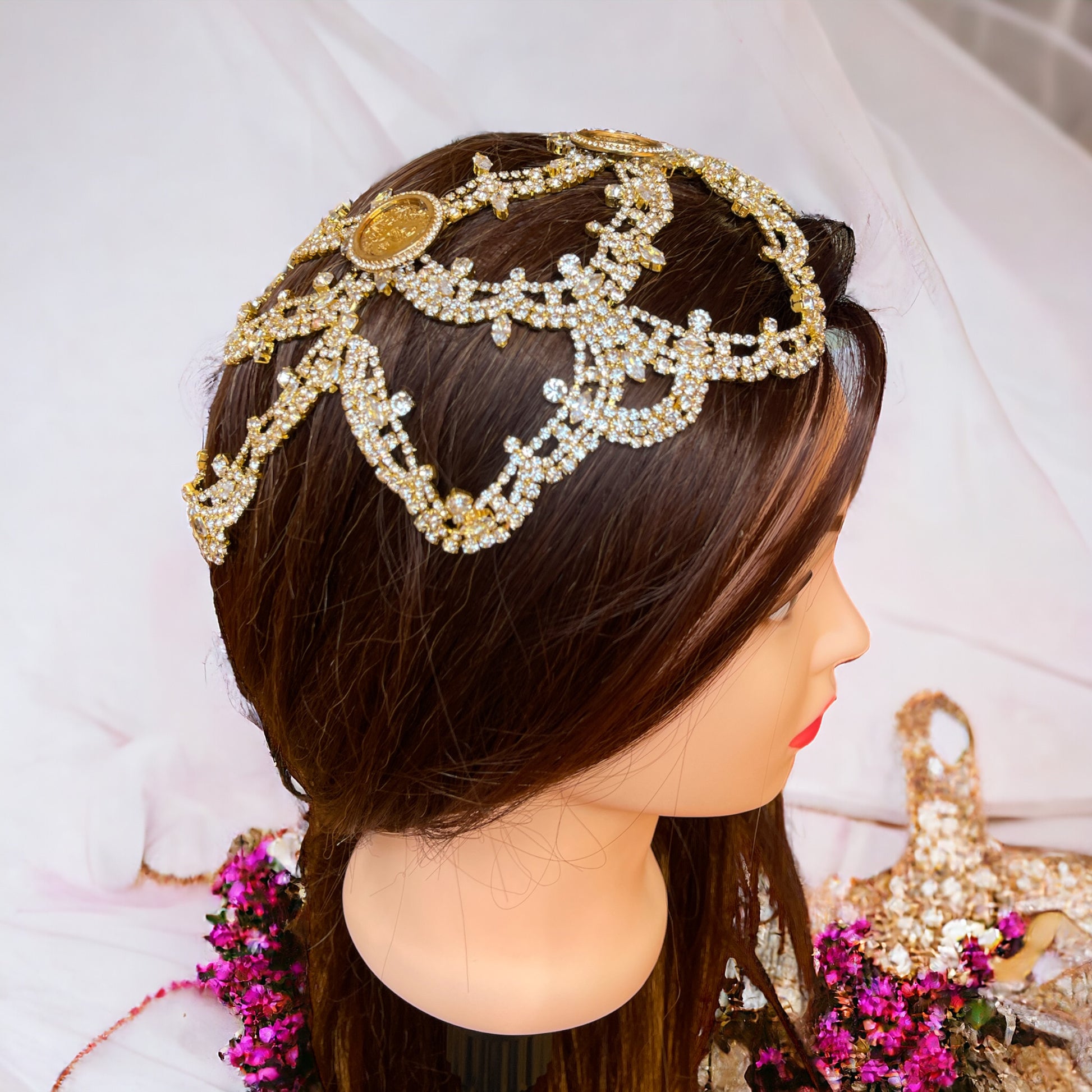 Sinjil coins crystal headpiece high quality materials