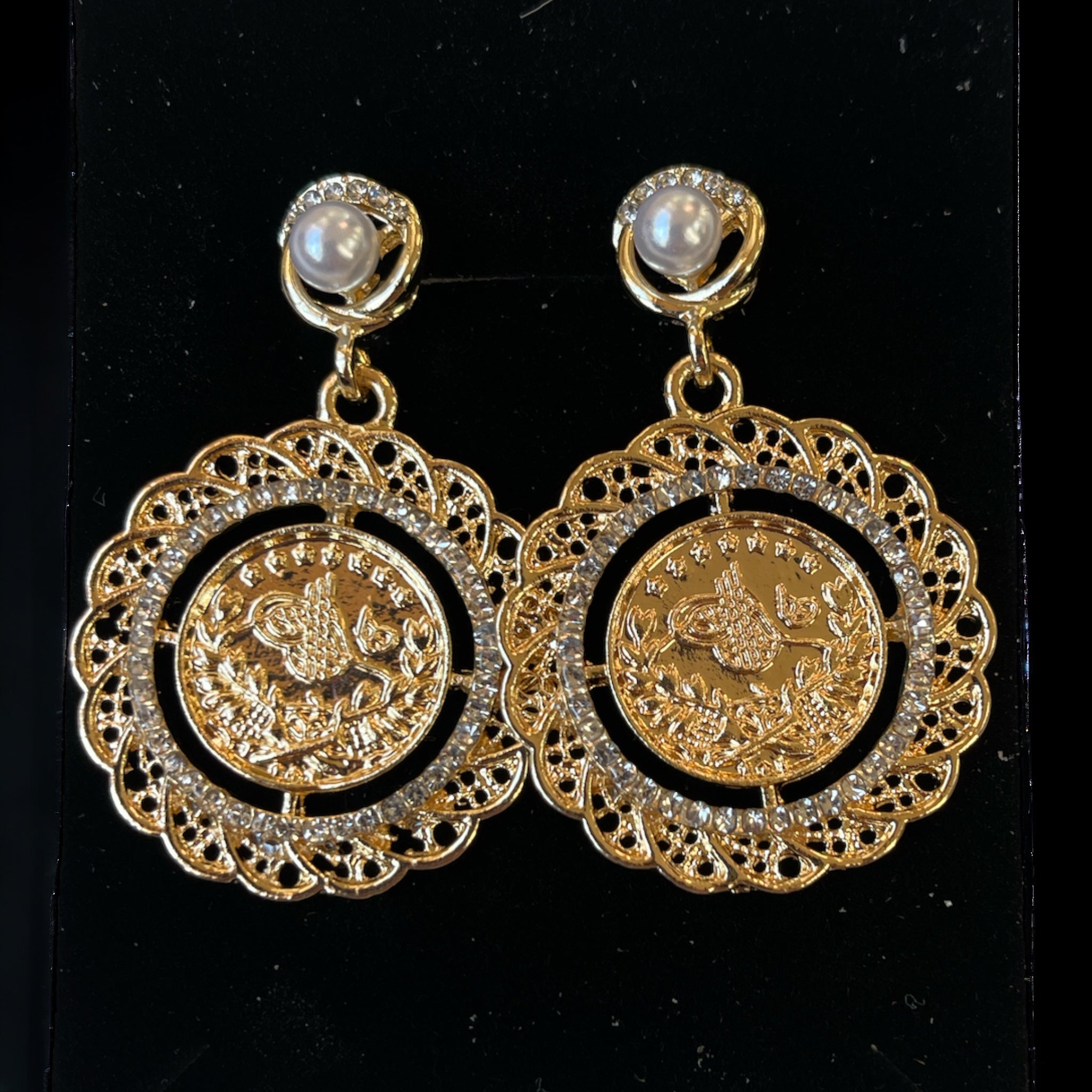 Ein Gedi pearl coin earrings