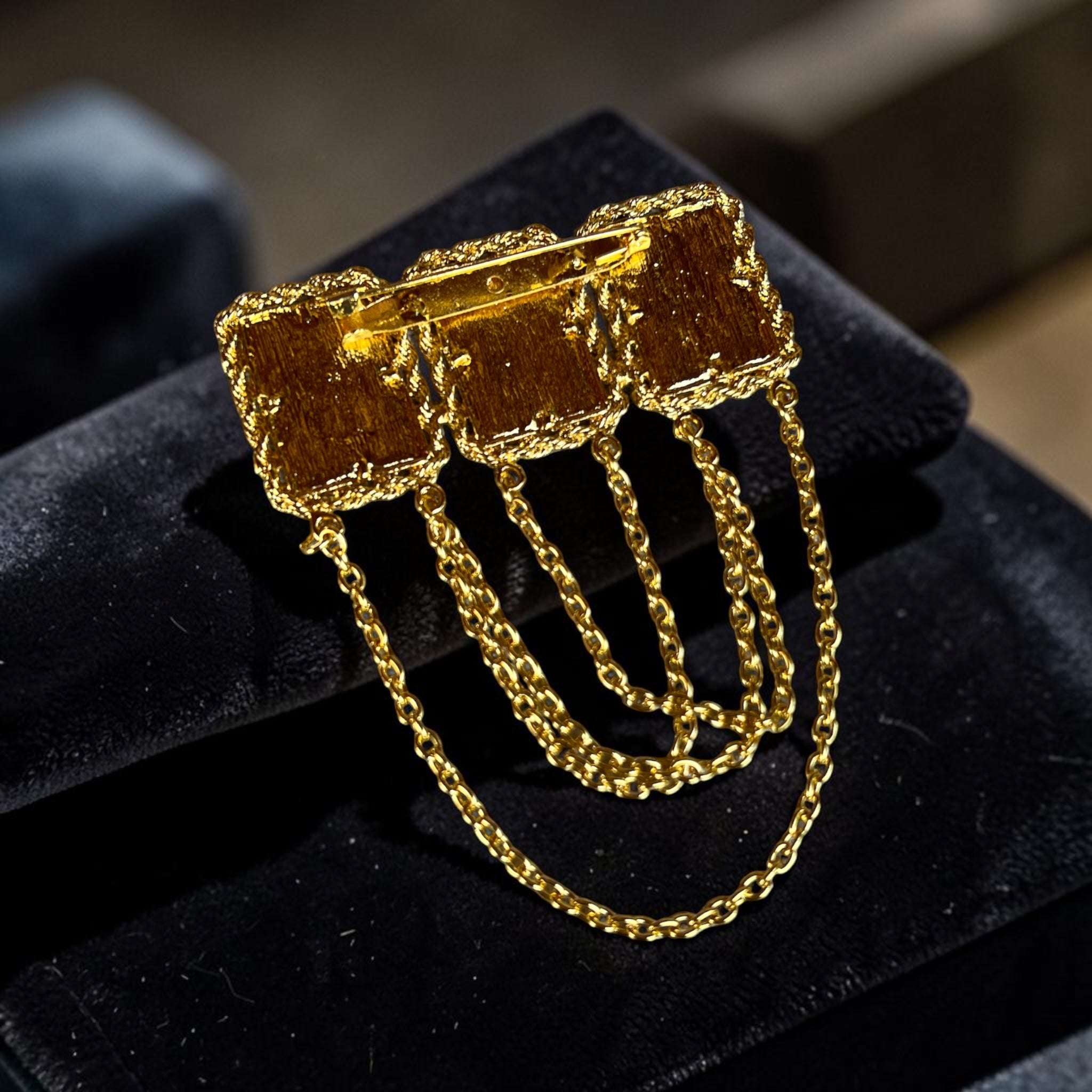 Mar Elias ounces 21K Pleated Gold Brooch/Pin