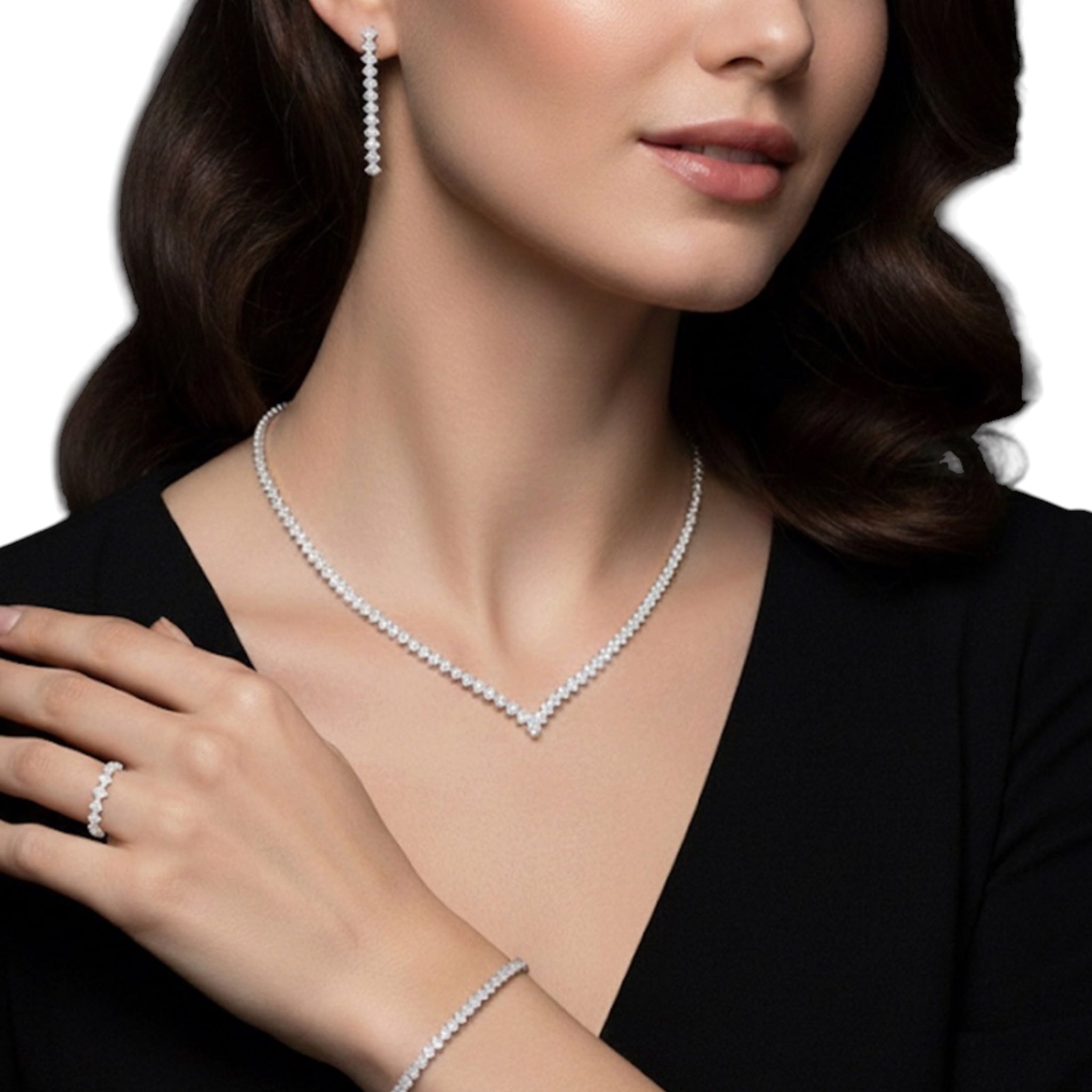 Iskaka 4Pcs Zircon Stone Bridal Set