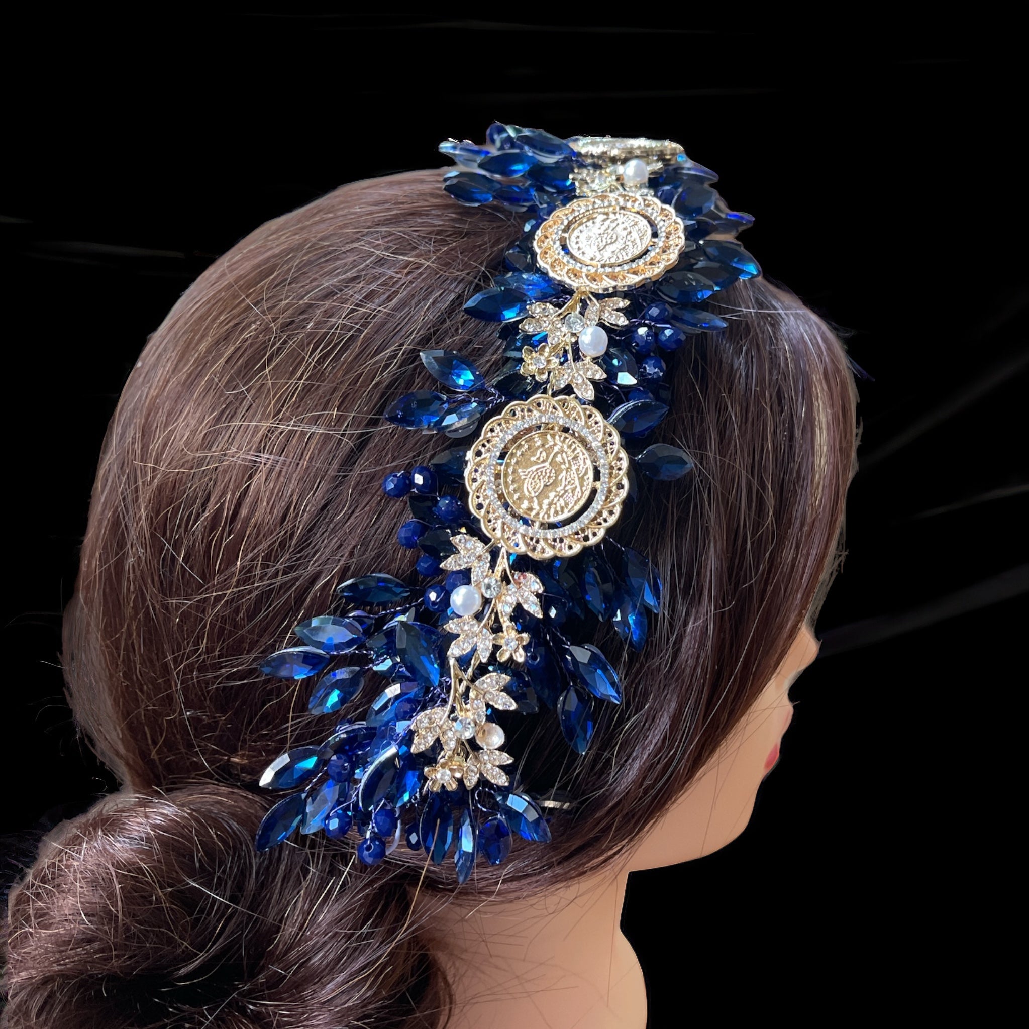 Nablus Five Coins Blue Headpiece