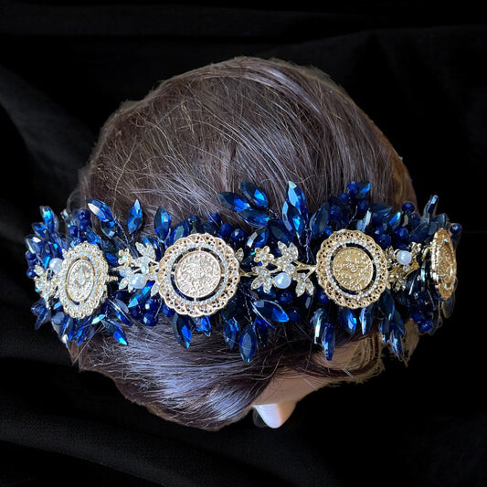 Nablus Five Coins Blue Headpiece