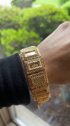 Abu-Falah 21k pleated gold bracelet