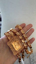 Balad al-Sheikh square 24K pleated gold necklace