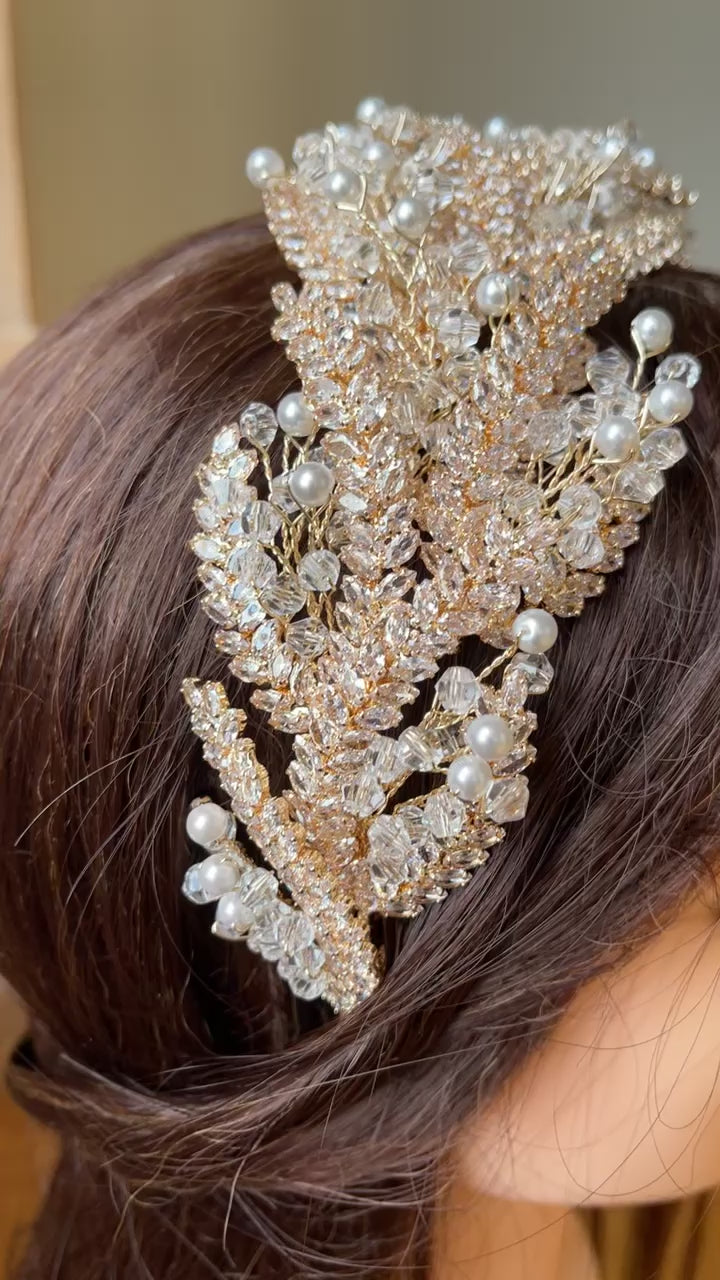 Nuseirat gold crystal headpiece