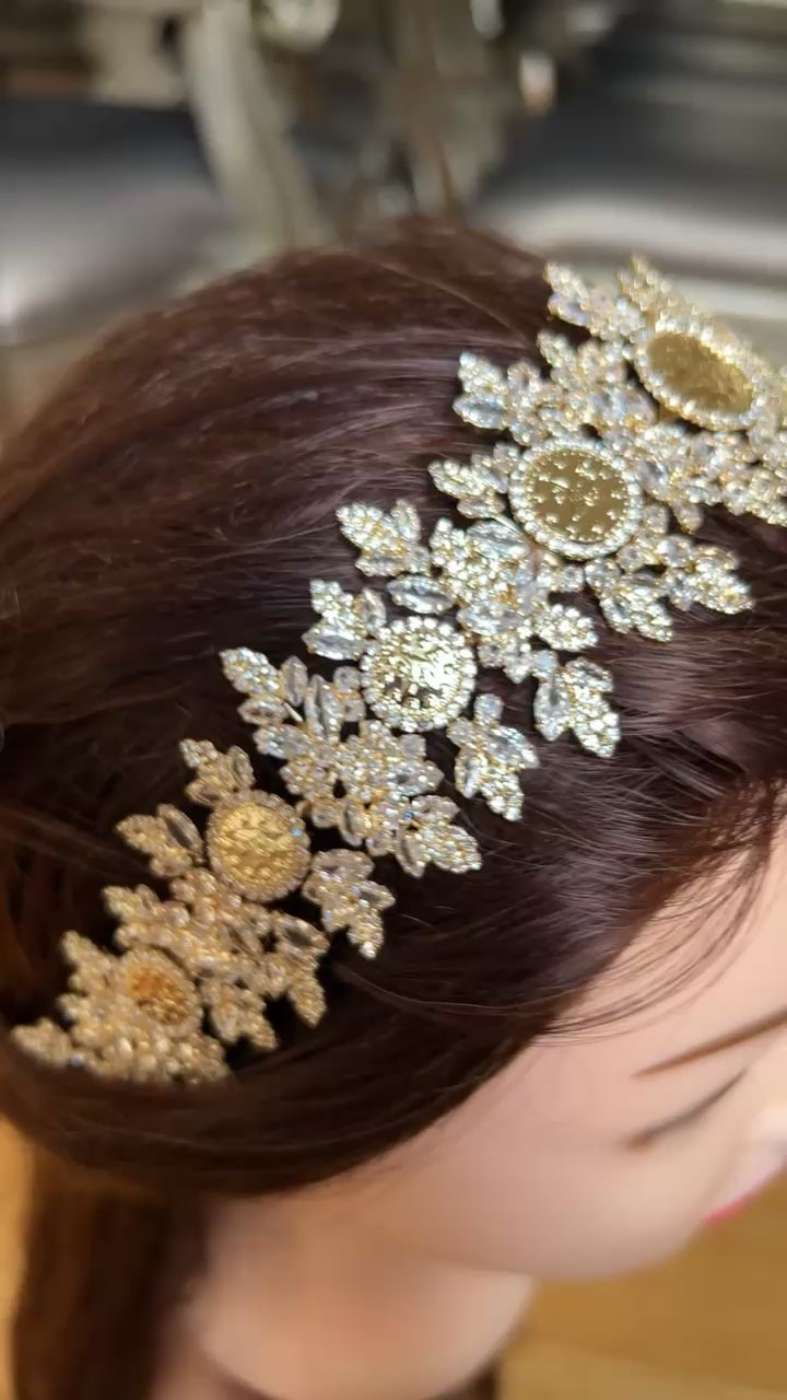 Bayt 'Itab luxury crystal coins headpiece