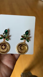 Bayt Rema III gold and green earrings