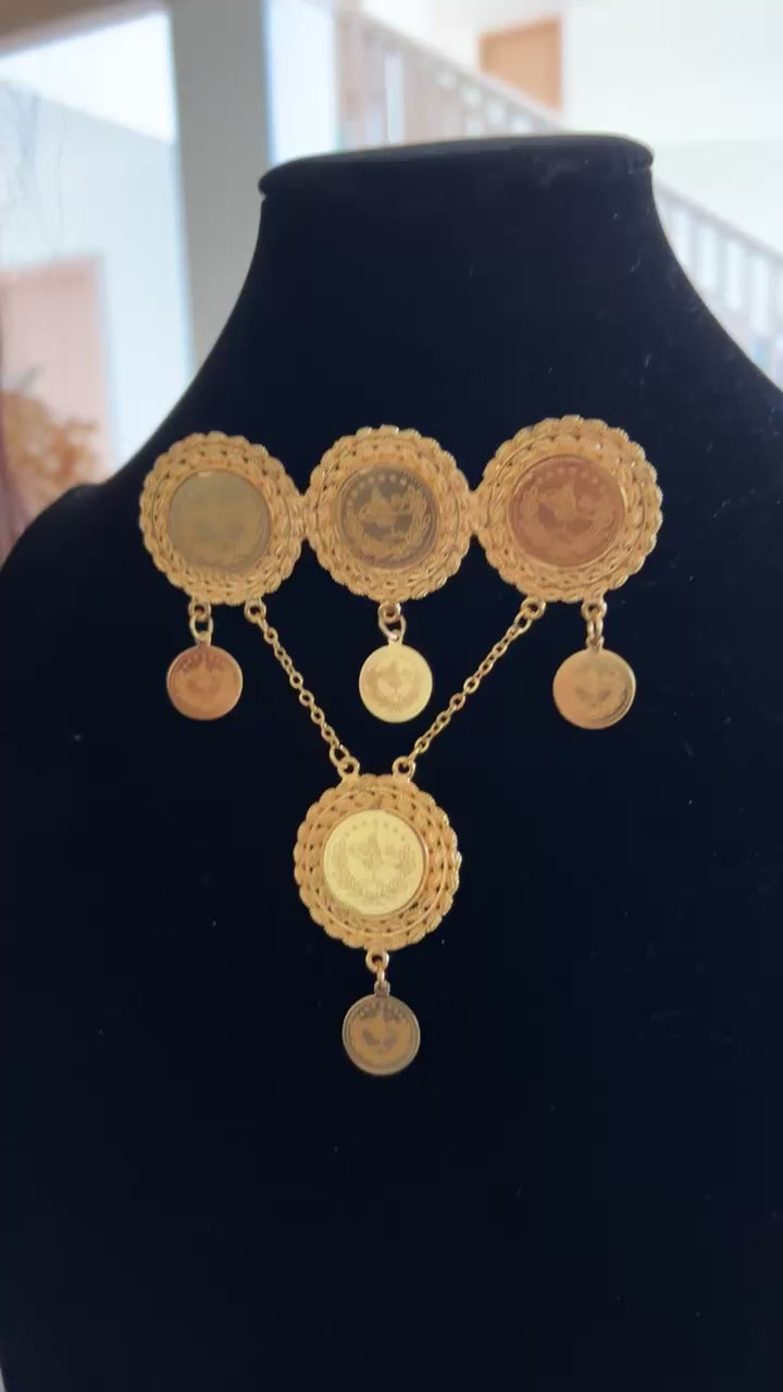 Sanjal four coins brooch