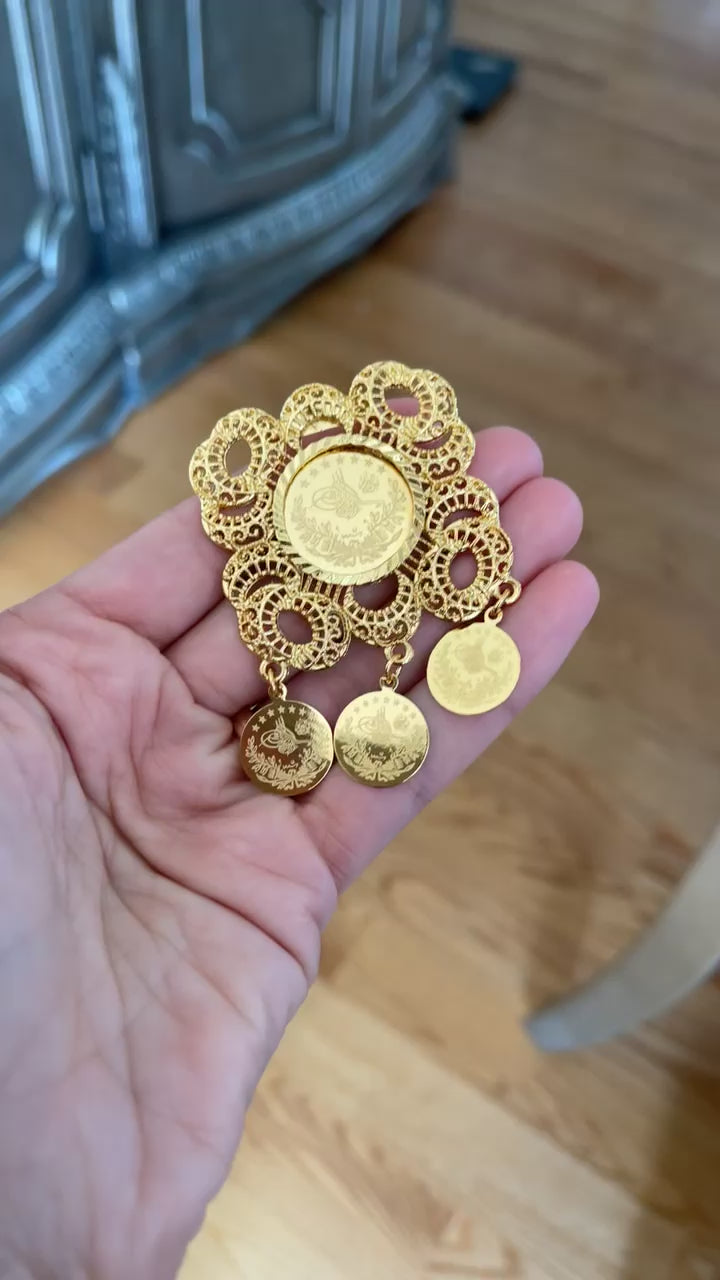 Jineen Gold lira Brooch/pin