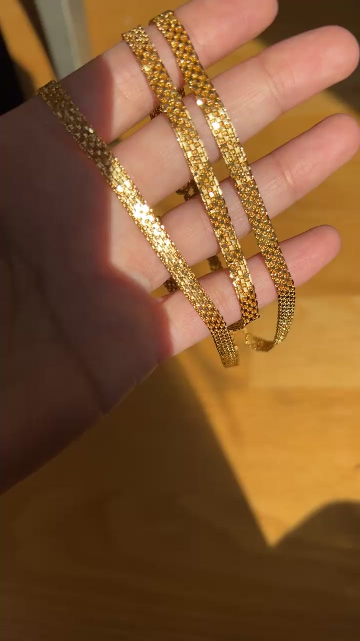 Ramallah II 21k pleated gold multi wear necklace