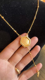 Ajjur II Ayat al-Kursi Pentagon Pleated Gold necklace