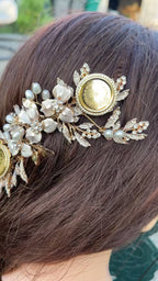 Der Al Balah Gold and pearls hair comb headpiece
