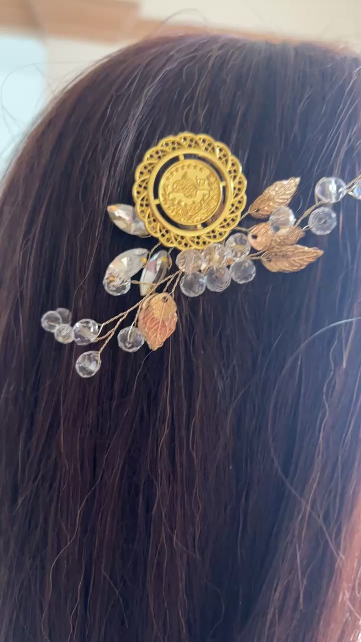Makr crystal beads one coin comb