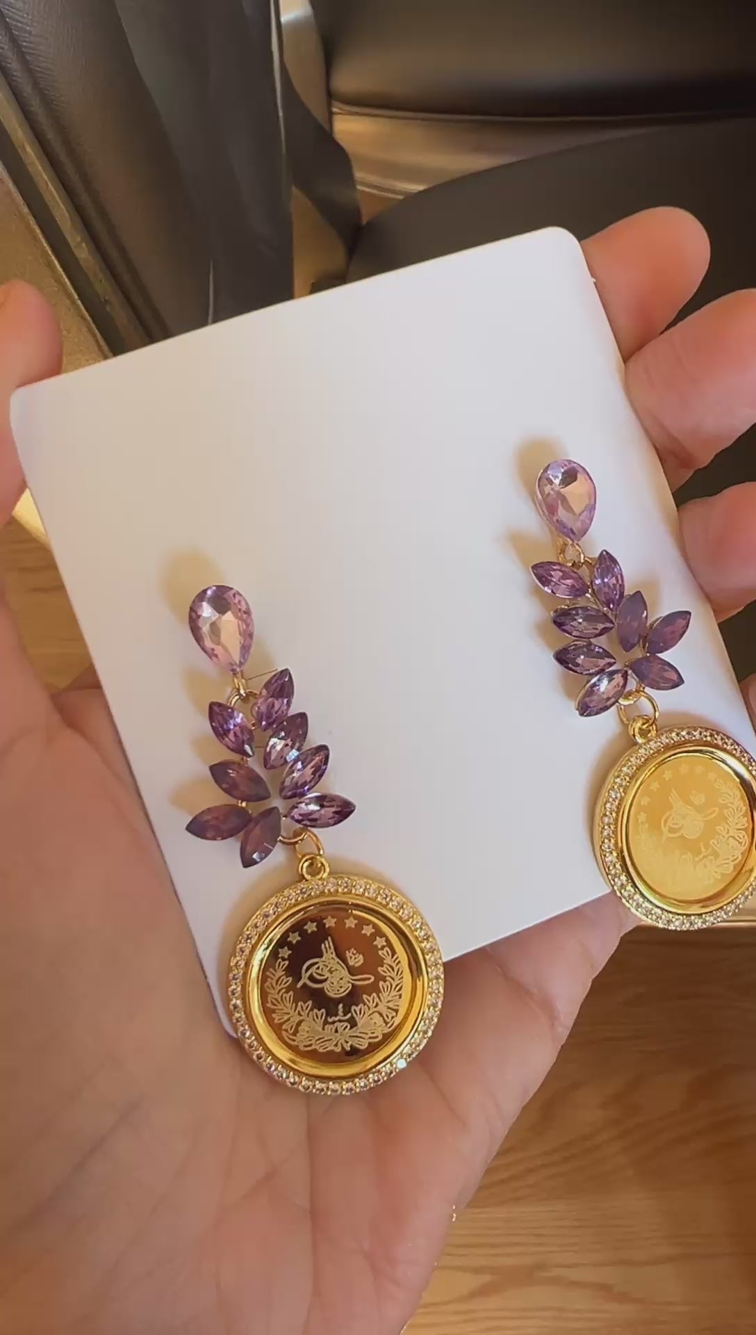 Al-Jura Purple shades coin earrings