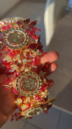 Marda Gold and Red five coins headband