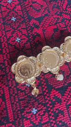 Ramallah three coins 21K Pleated Brooch
